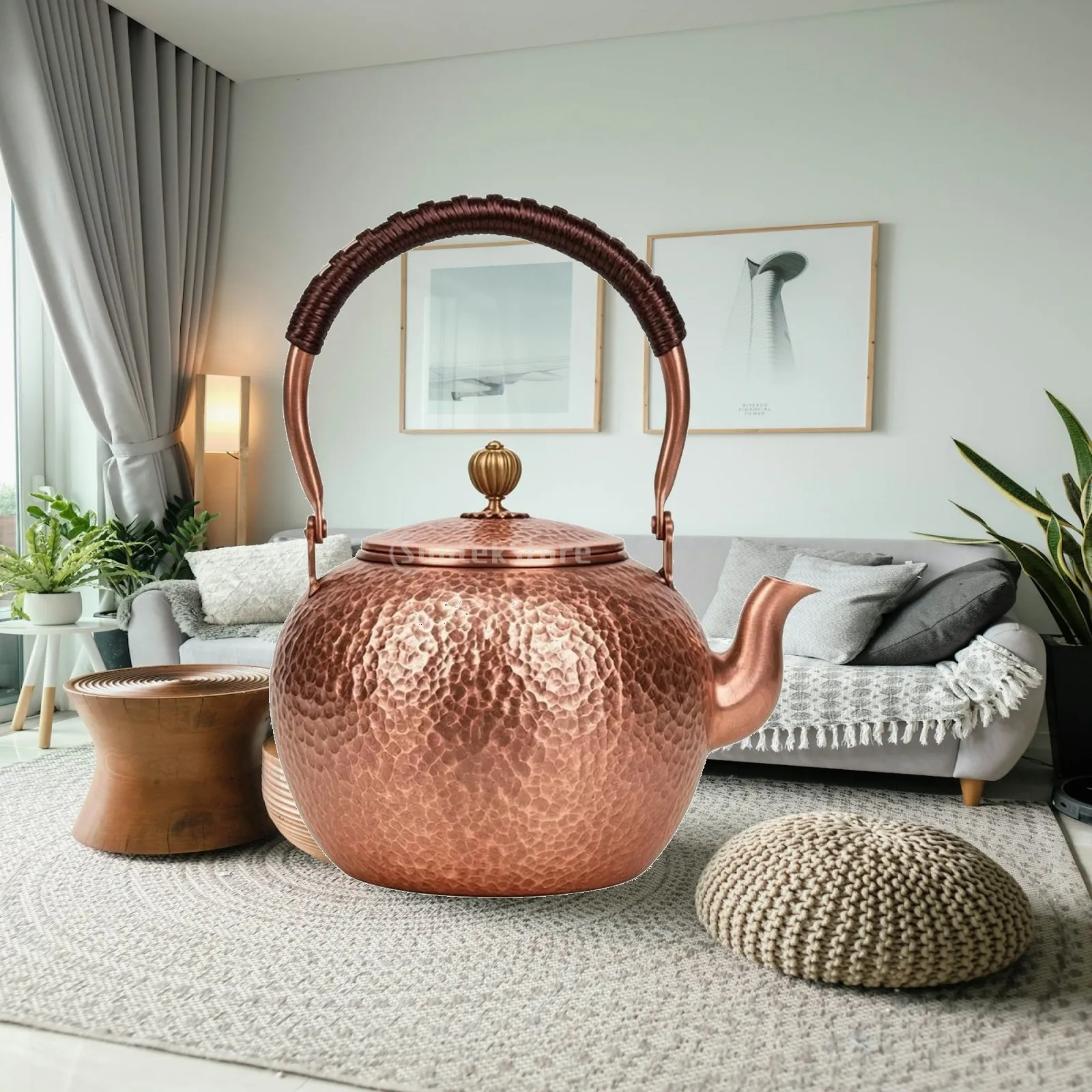 Hammered Copper Teakettle Authentic Purple Copper Pot with Arch Handle Precision Pour Spout for Loose Leaf Tea