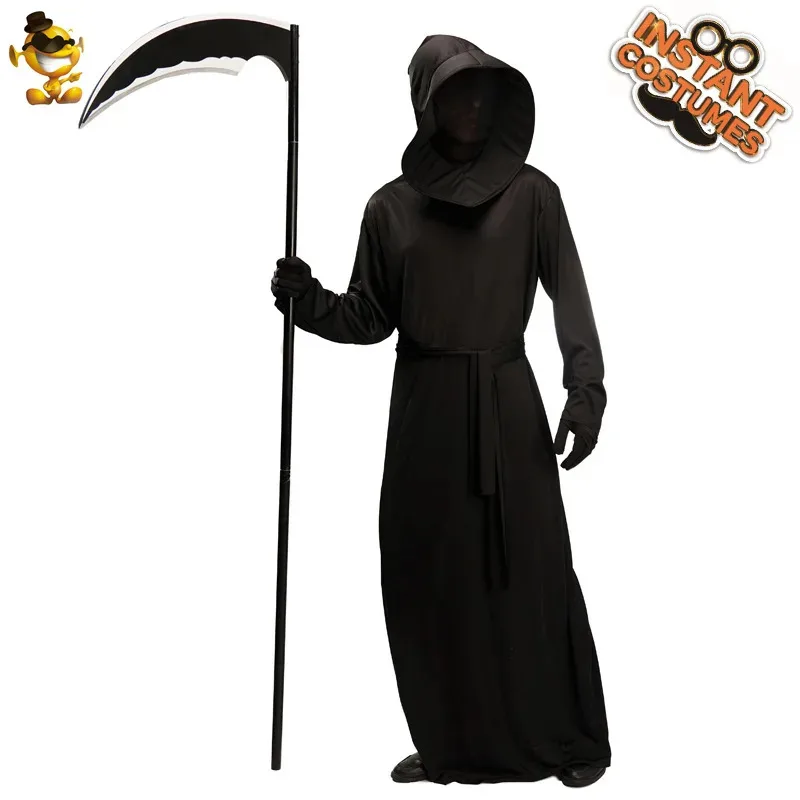

Black Demon Halloween Costume Reaper Scythe Monster Roleplay Outfit for Men Death God Stage Performance Attire Premium Quality