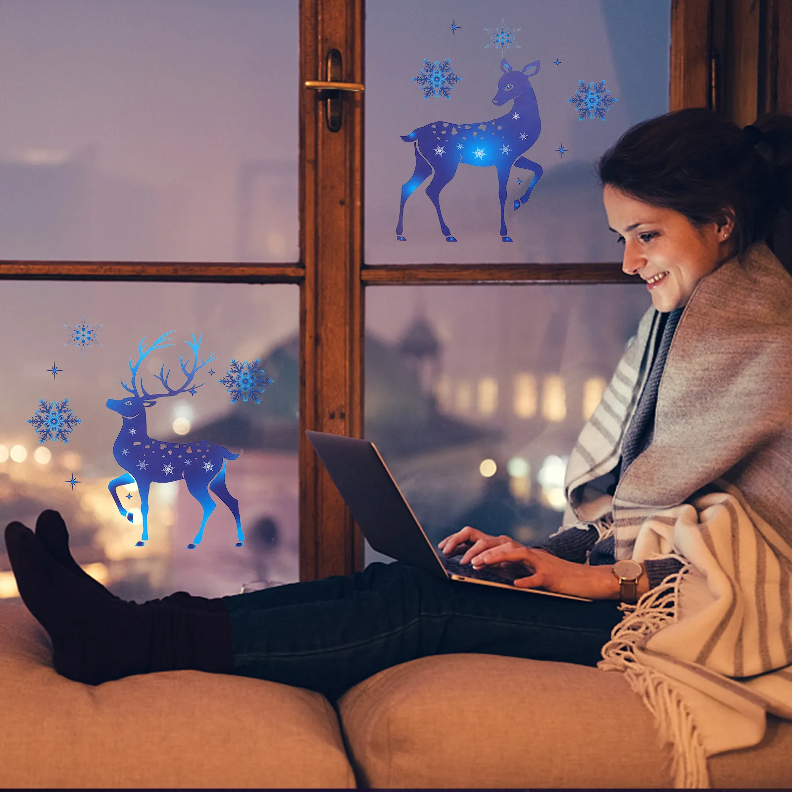6 Pcs Stickers Christmas Windo - Snowflake Window Decal ulasan dan harga