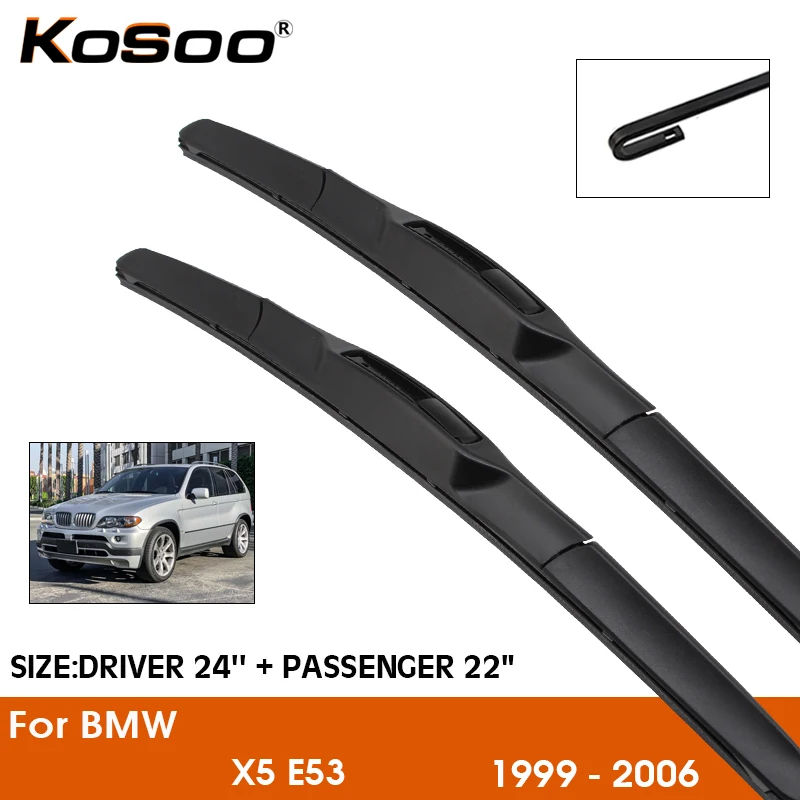 

Car Wiper Blade For BMW X5 E53 1999-2006 Windshield Rubber Silicon Refill Front Window Wiper 24"+22" LHD RHD Auto Accessories