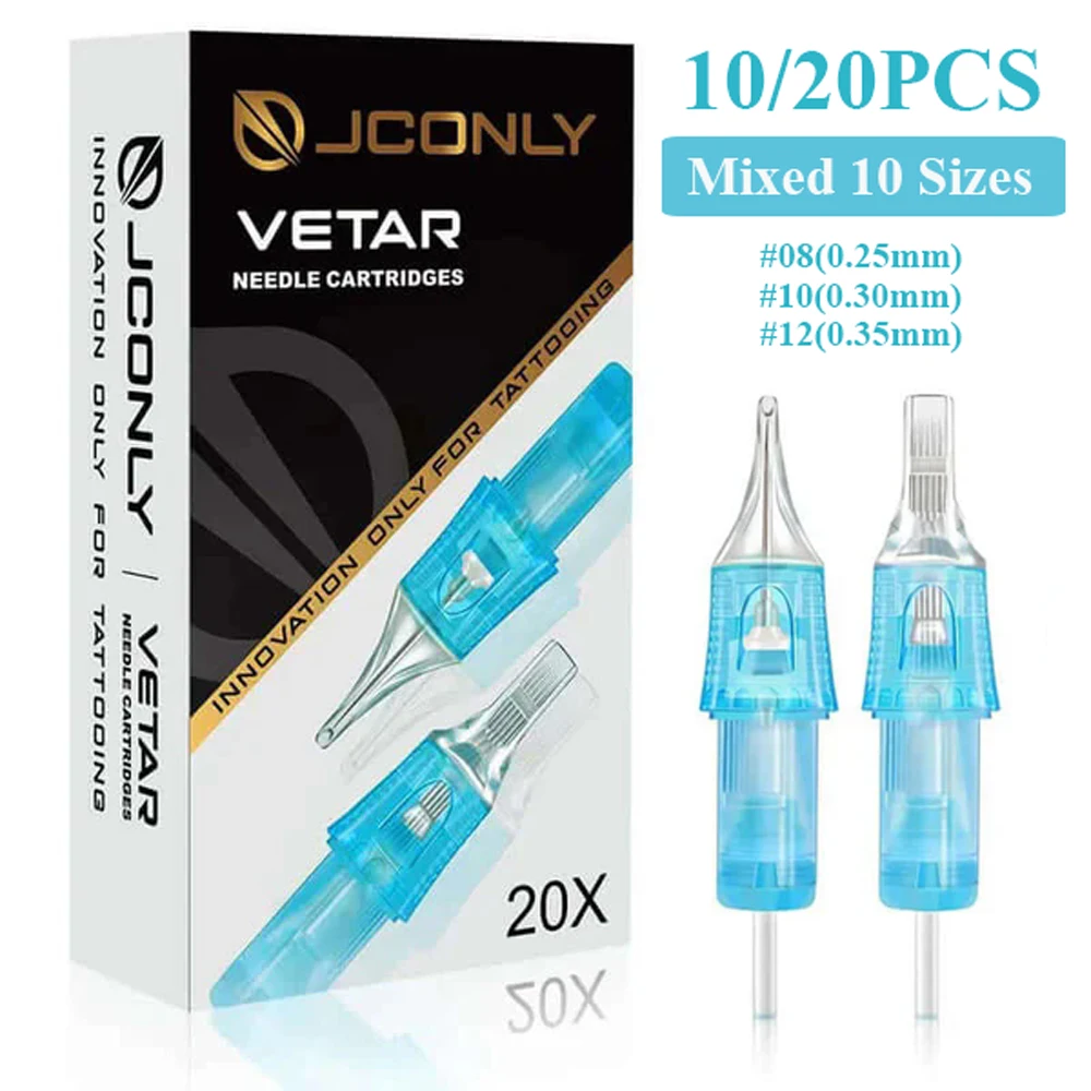 JCONLY VETAR Tattoo Mixed Cartridge Needle 20/10pcs Sterilize Tattoo Needle RL/RS/CM/M Universal Tattoo Cartridge for Tattoo Pen