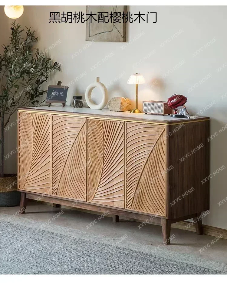DV  Black walnut slate dining side cabinet, cherry wood all solid wood multi-functional locker