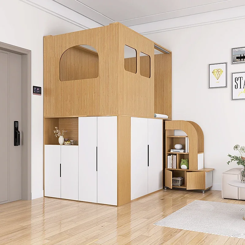 

Small apartment integrated bed cabinet Hong Kong workers compartment room tatami bed under wardrobe adult children