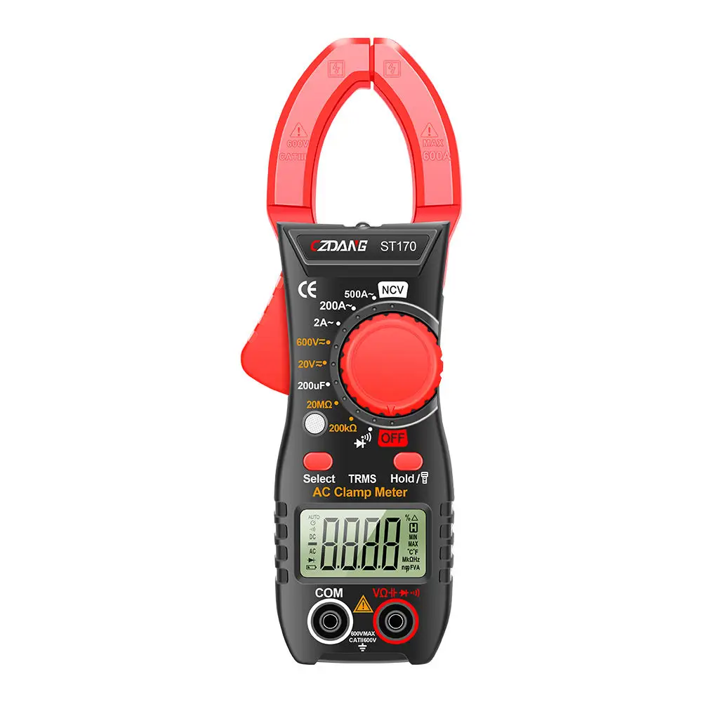 6000 Counts True RMS Auto-ranging Digital Clamp Meter Multimeter Multi Tester with Jaw Size 33mm and Backlight LCD Displaying