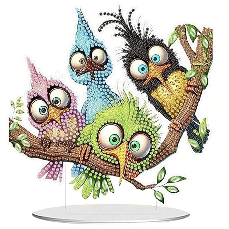 

DIY Tabletop Diamond Art Painting Kit Desktop Ornament Special Shaped Rhinestone Desk Placement Ornament Home Stand Up Gem Pain