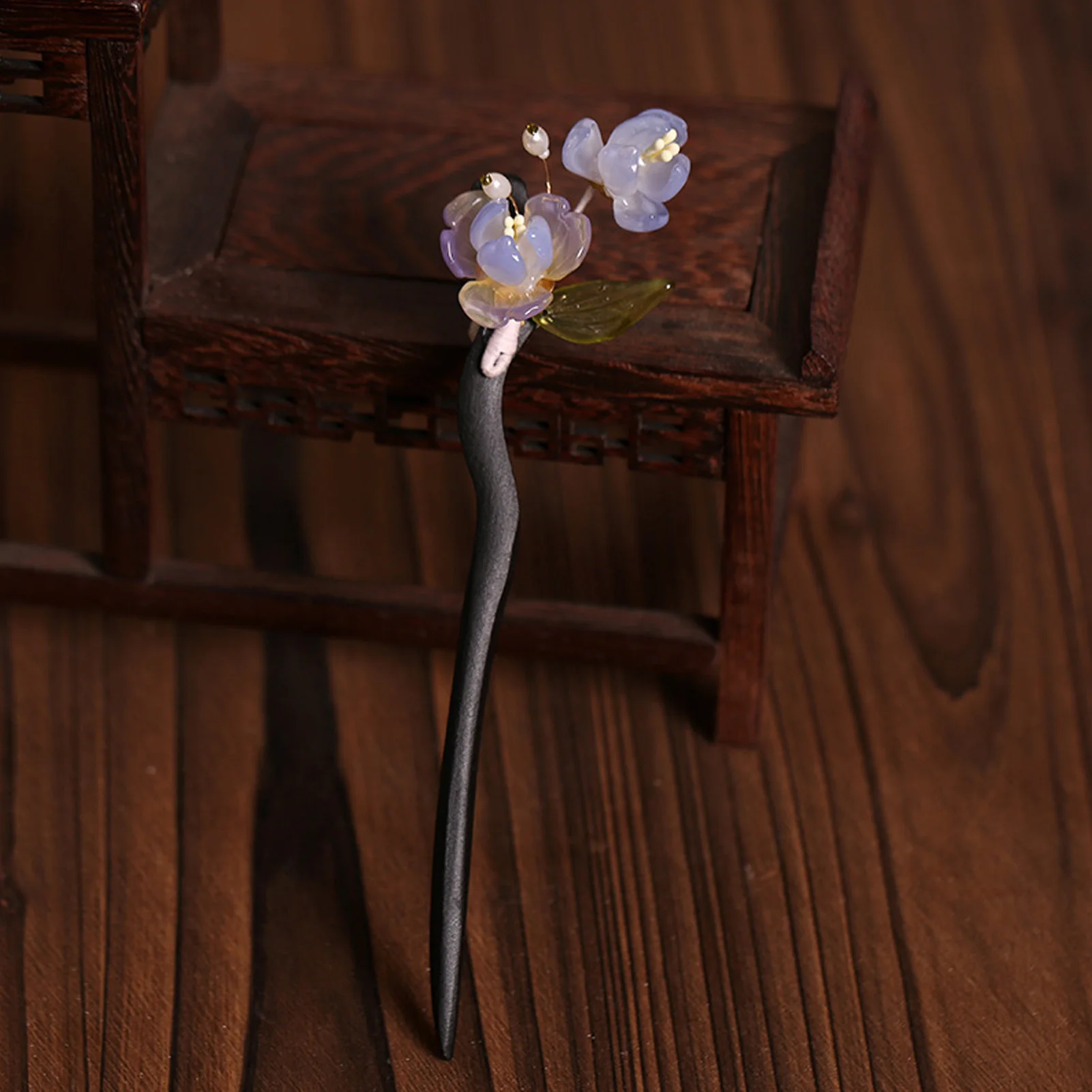 

Flower Hairpin Chinese Wooden Hair Stick Forks For Women Retro Cheogsam Deocr Hair Clasp Vintage Han Costume Hair Jewelry