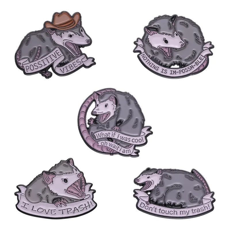 Possum Enamel Pin Mentally Sick Physically Thick Opossum Meme Animal Scream Brooch Lapel Clothes Badges Jewelry Gifts For Friend