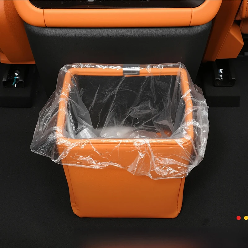For JETOUR G700 2025+ Foldable Trash Can Storage Box Leather Trash Can Second Row Trash Bag Interior Upgrade Car Accessories view 5