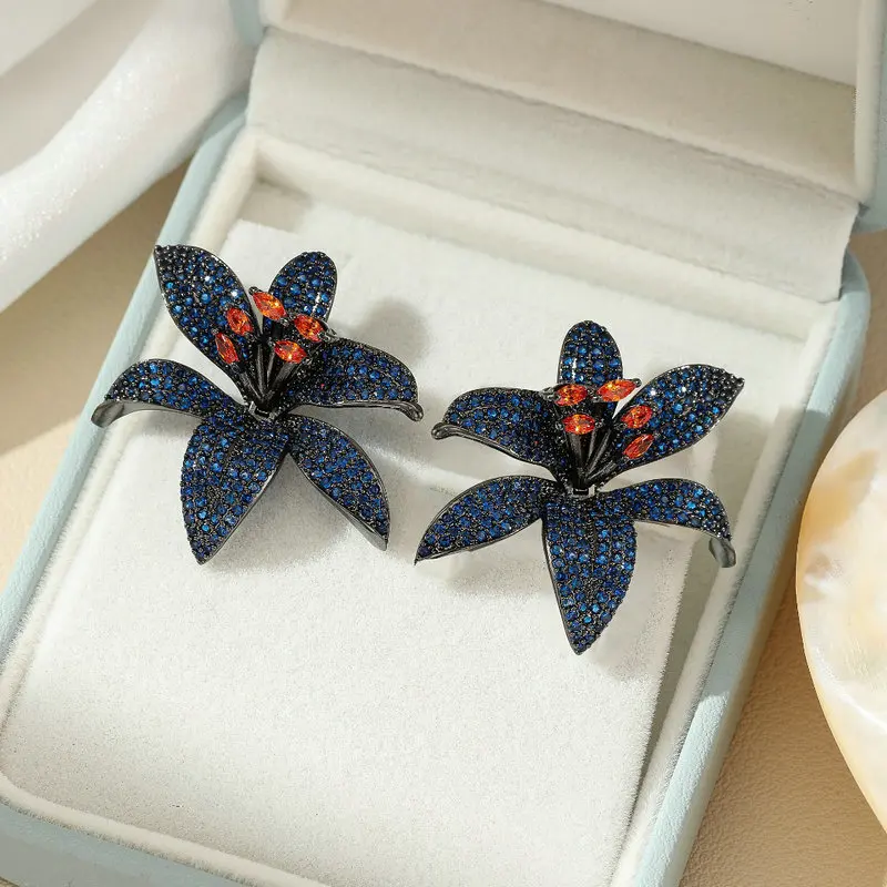 

Bilincolor винтажные роскошные серьги с цветком королевского синего цвета для женщин