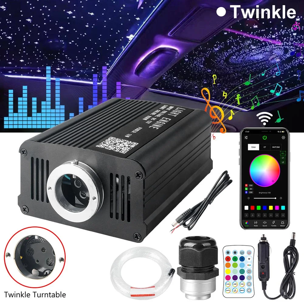 starlight-headliner-kit-550-500pcs-–-16w-rgbw-fiber-engine-twinkle-app-control-music-sync-easy-install-for-car-home