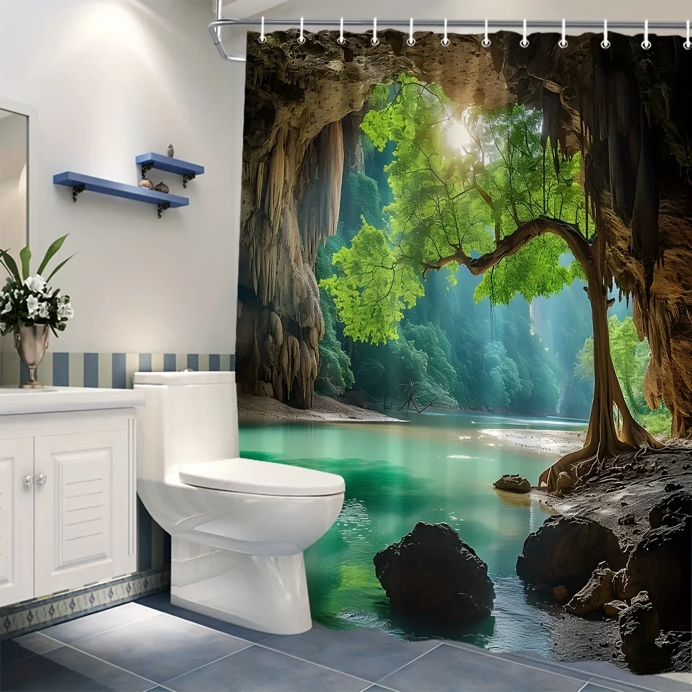 Hidden Jungle Oasis Duschvorhang – naturinspirierte Badedekoration, perfekt für diejenigen, die tropischen und abenteuer lieben