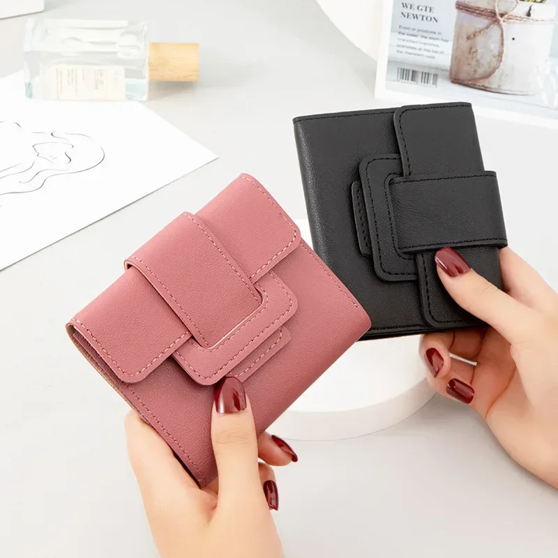 Wallet Female Short Section 2023 New Spot Wholesale Student Coin Purse Korean Small Belt Ladies Wallet Card Bag