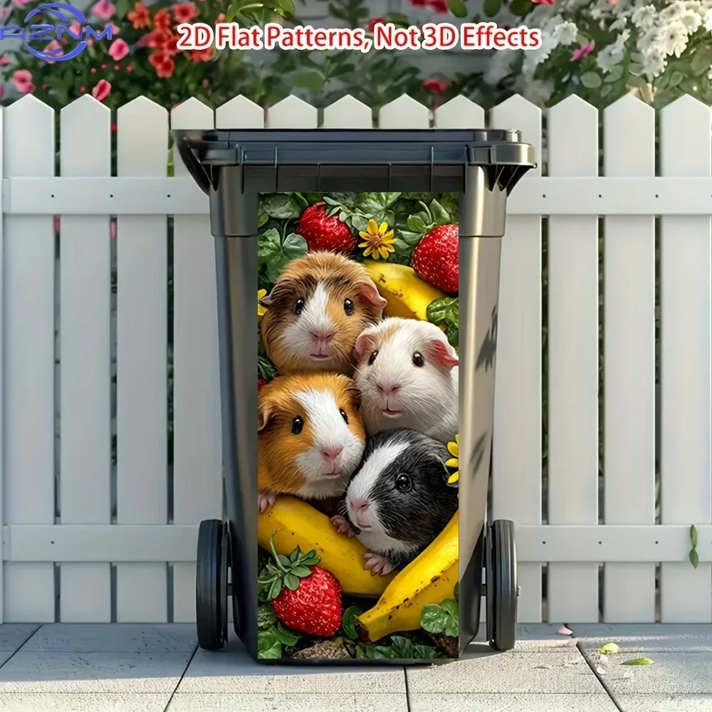 2D Printed Trash Can Decor Sticker Stylish Pattern Decal for Household Waste Bin