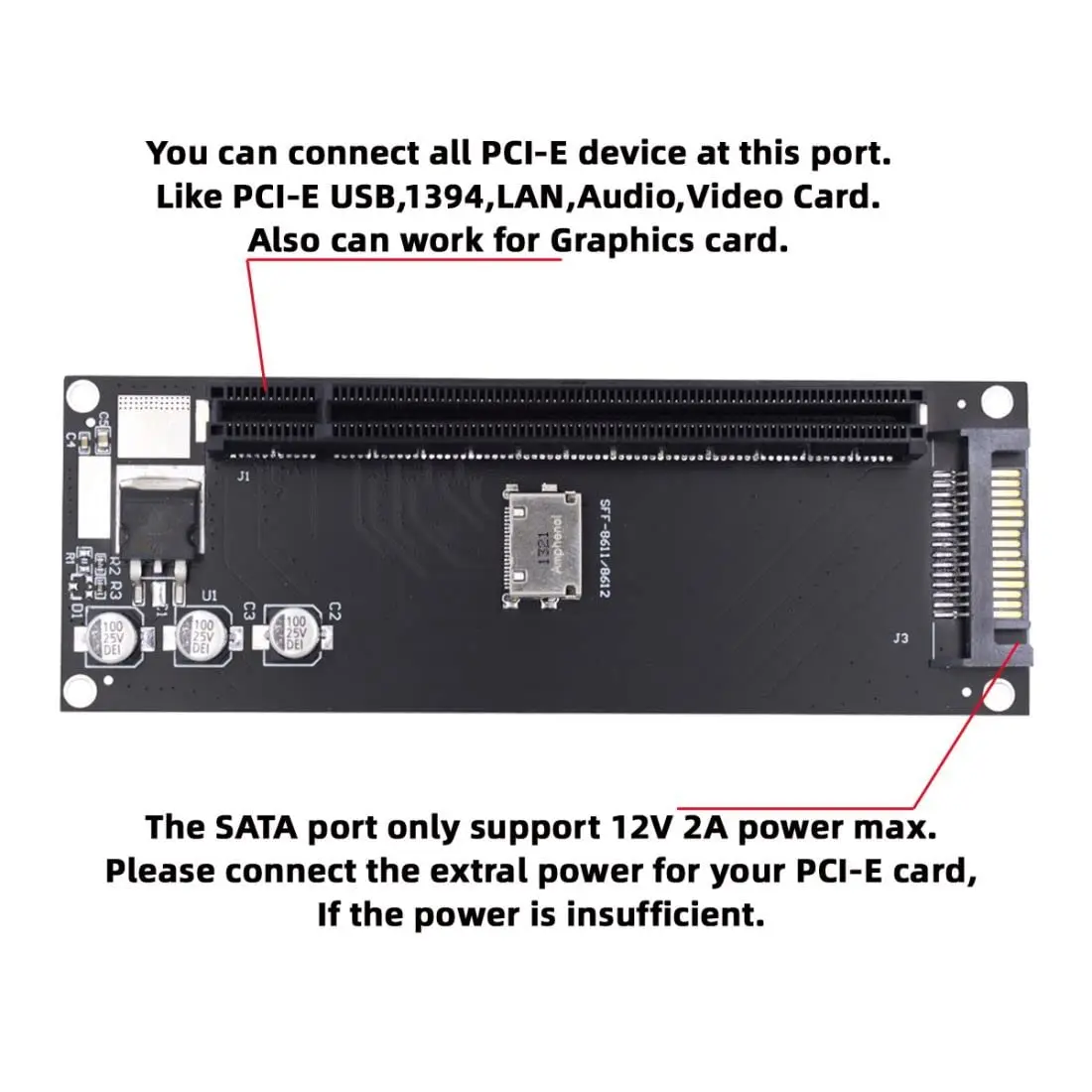 Oculink 4x SFF-8612 SFF-8611 zu PCI-E NVME M.2 Kit NGFF M-Key Adapterkarte für Mainboard-Grafikkarte