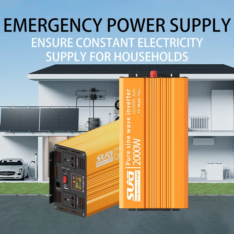 نقية شرط لموجة العاكس 12 فولت 220 فولت 50 هرتز 1000 واط 2000WDC إلى التيار المتناوب محول طاقة محمول سيارة الشمسية العاكس العالمي المقبس #4