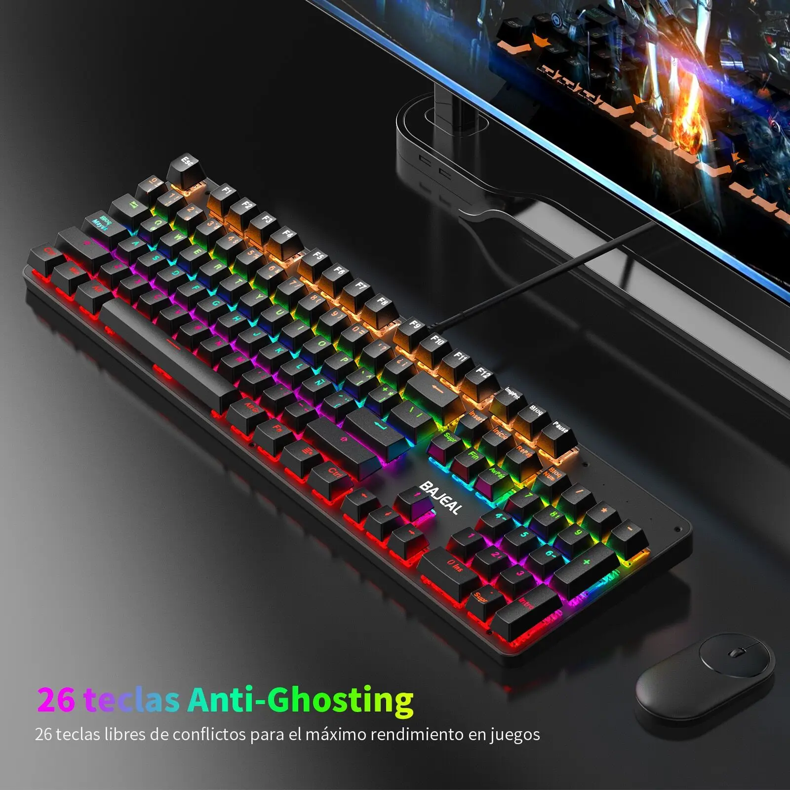 Spanish version mechanical keyboard PC computer accessories laptop USB game wired black keyboard with backlight