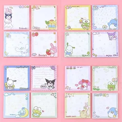 80 Sheets Sanrio Memo Pad Sticky Notes Cute Melody Pochacco Kuromi Stationery Label Notepad Planner Sticker Post School Supplies