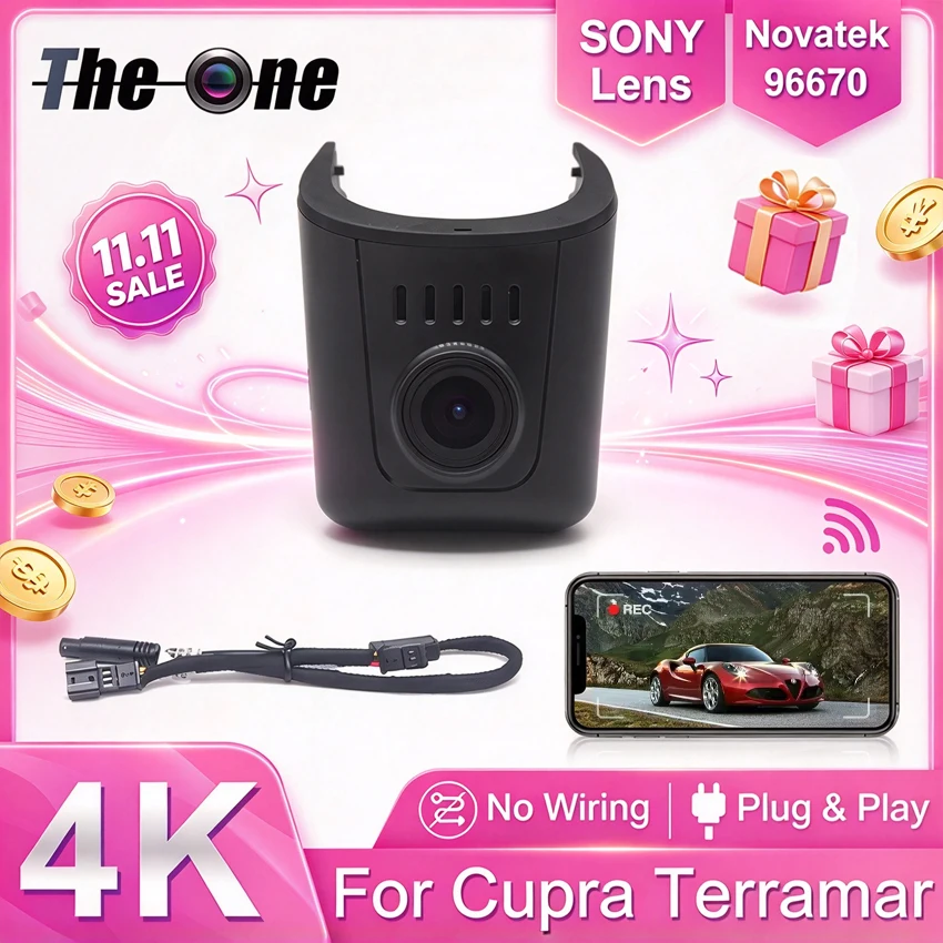 For Cupra Terramar 2024 2025 2026 Front and Rear 4K Dash Cam for Car Camera Recorder Dashcam WIFI Car Dvr Recording Devices