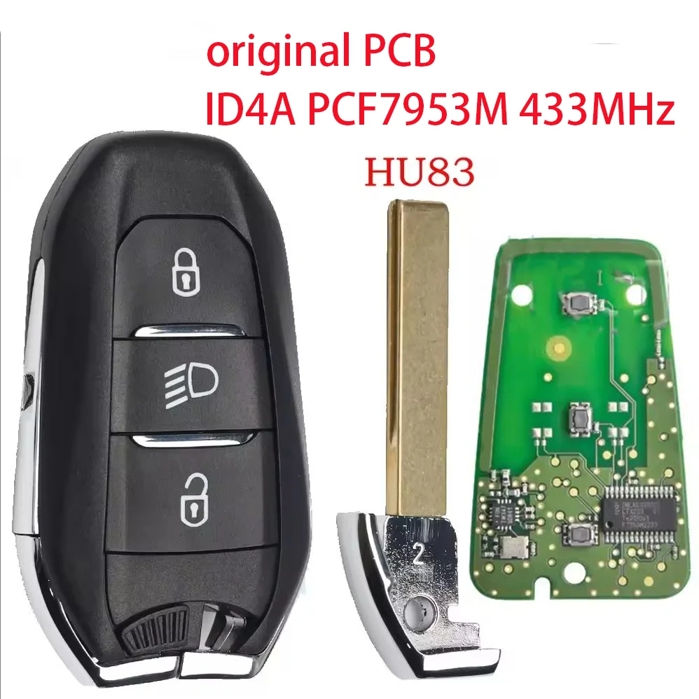 Originale PCB ID4A PCF7953M 433MHz Chiave A Distanza Dell'automobile Di Prossimità 98123974ZD Per Peugeot 2008 308 508 5008 Citroen C3 C4 C5