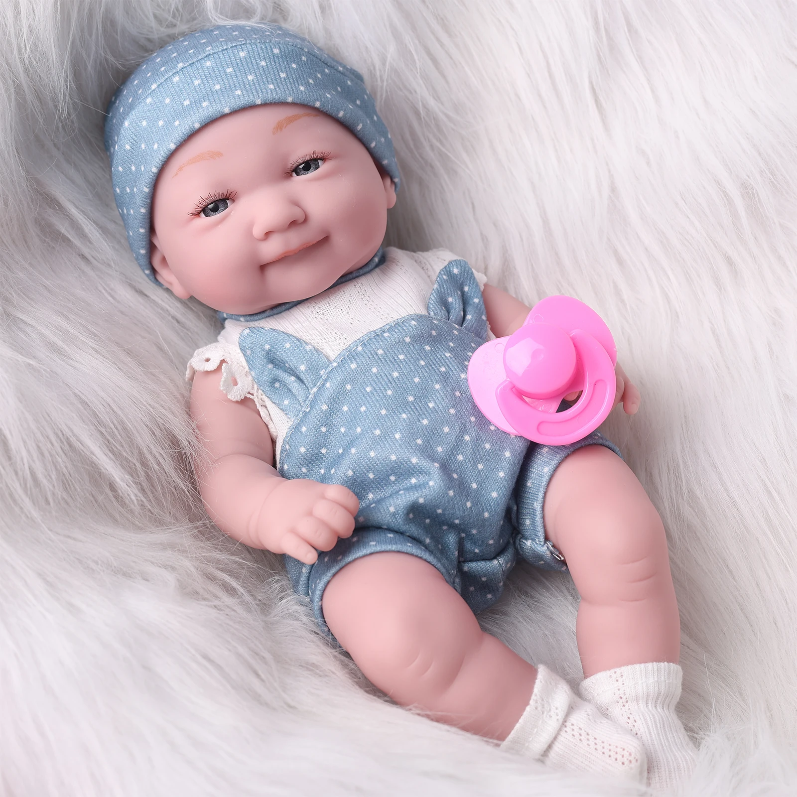 32 cm große wiedergeborene Babypuppe, 12,6 Zoll, interaktives Kinderspielzeug für 3+ rosa Sonnenhut mit vorgetäuschtem Schnuller, lebensechtes Geburtstagsgeschenk für Mädchen