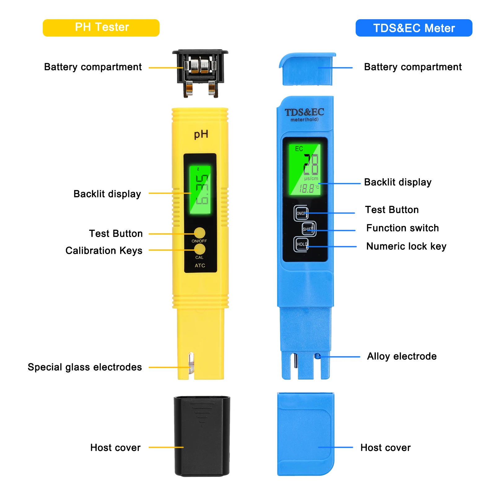 PH Tester TDS/EC Test Pen Soil Moisture/PH/Sunlight Intensity Testers Garden Planting Soil Detector Soil and Water PH Test Tool