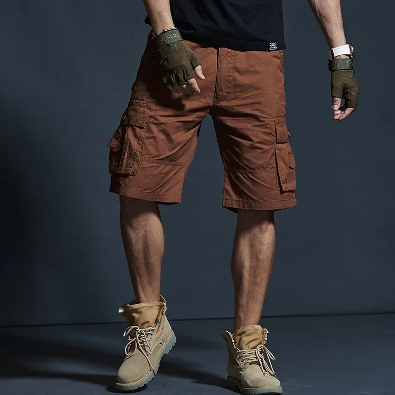 9 Color Summer Multi-pocket Cargo Shorts Men Loose Straight Cotton Casual Sports Short Trousers Outdoor Army Fan Tactical Shorts