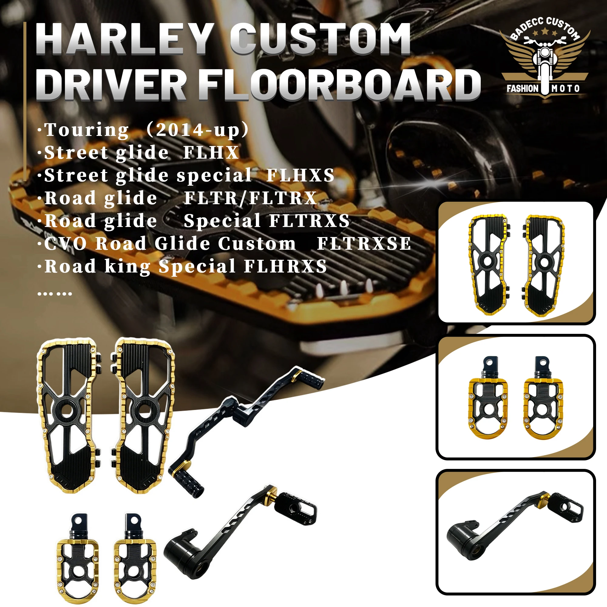 

Напольные доски для водителя и пассажира мотоцикла для Harley Road Glide Fltr Special FLHRXS Shift + тормозные рычаги Touring 2014-up PB в стиле