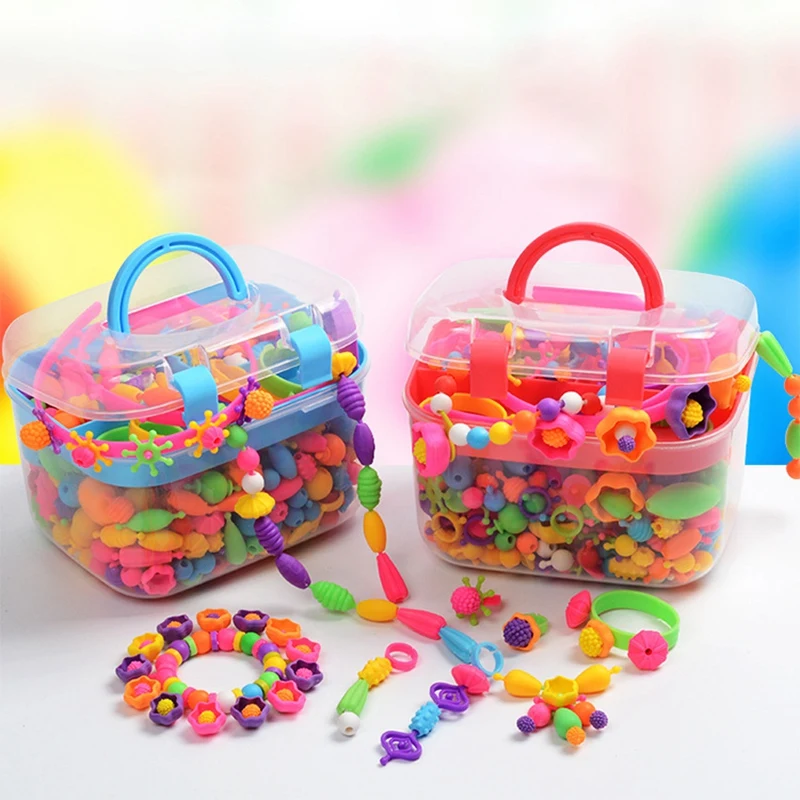 550 pezzi set di perline per bambini artigianato fai da te creativo colorato forme assortite giocattoli per ragazze kit per la creazione di collane artigianali manuali