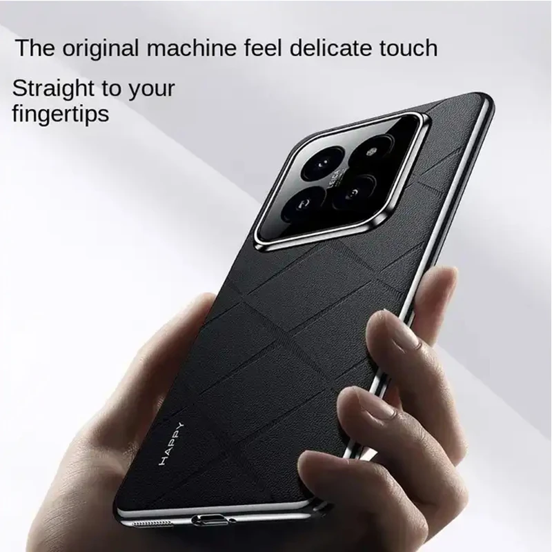 حافظة فاخرة من الجلد العادي + حافظة حماية لعدسة الكاميرا لهاتف Xiaomi Mi 14 Ultra Redmi K70 Ultra K70 Pro غطاء صلب نحيف جيد الملمس