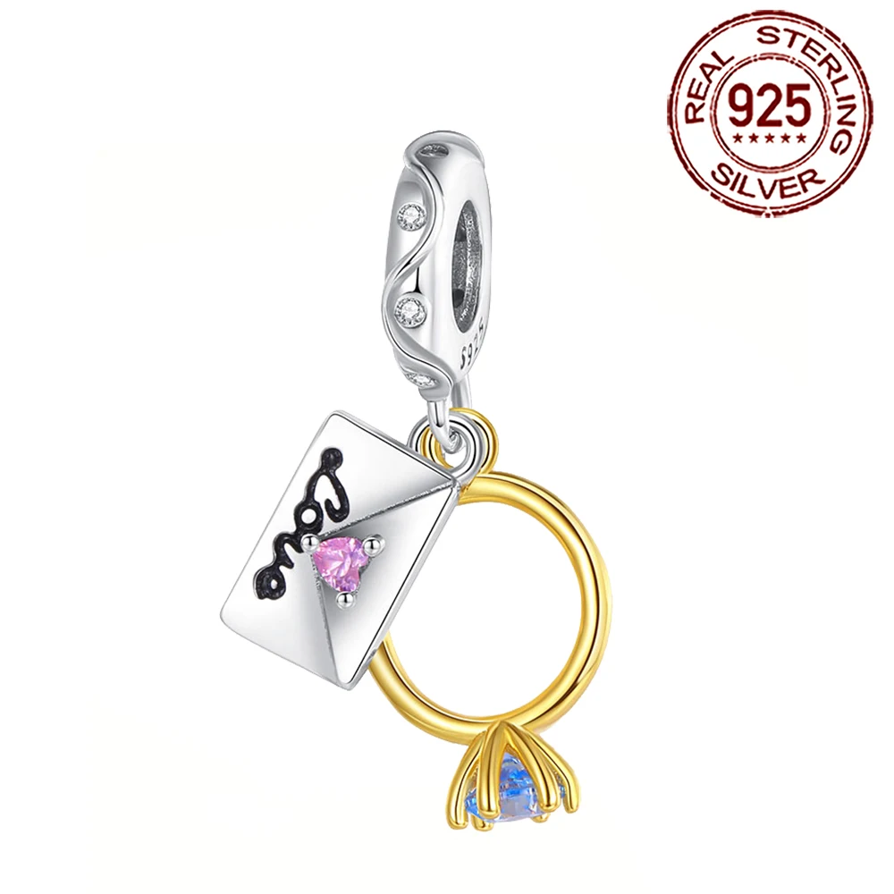 

Ahthen 925 Sterling Silver Beads Wedding Ring Love Letter Charm fit Snake Chain Bracelets Necklaces for Women Jewelry Making