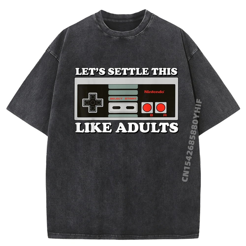 

Контроллер Nes Let Is Settle This черные футболки с рисунком, мужская футболка, семейная винтажная стираная рубашка, одежда с принтом