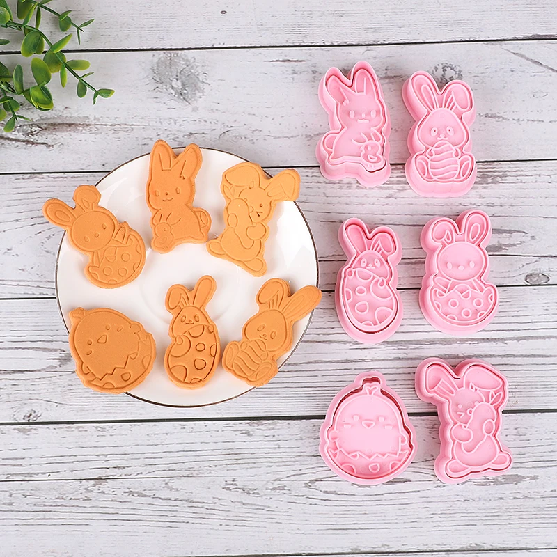 6 ชิ้น/เซ็ต Easter Bunny Cookie Cutters ครัว Fondant แม่พิมพ์การ์ตูนกระต่ายไข่อีสเตอร์ปาร์ตี้ตกแต่งเบเกอรี่ Pastry อุปกรณ์เสริม