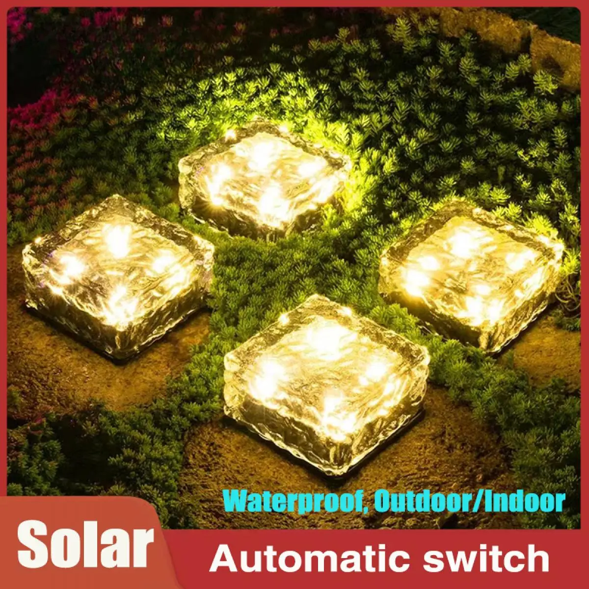 

LED Solar Ice Brick Buried Lamp Waterproof Sunshine Charging For Street Lawn Garden Courtyard Pathway Stair Road Decorate Light