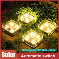 LED Solar Ice Brick Buried Lamp Waterproof Sunshine Charging For Street Lawn Garden Courtyard Pathway Stair Road Decorate Light