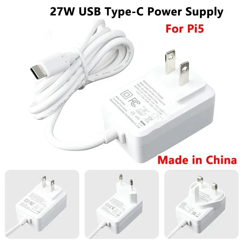 توت العليق Pi 5 مزود طاقة ، USB Type-C ، 5V ، 5A PD ، 27W