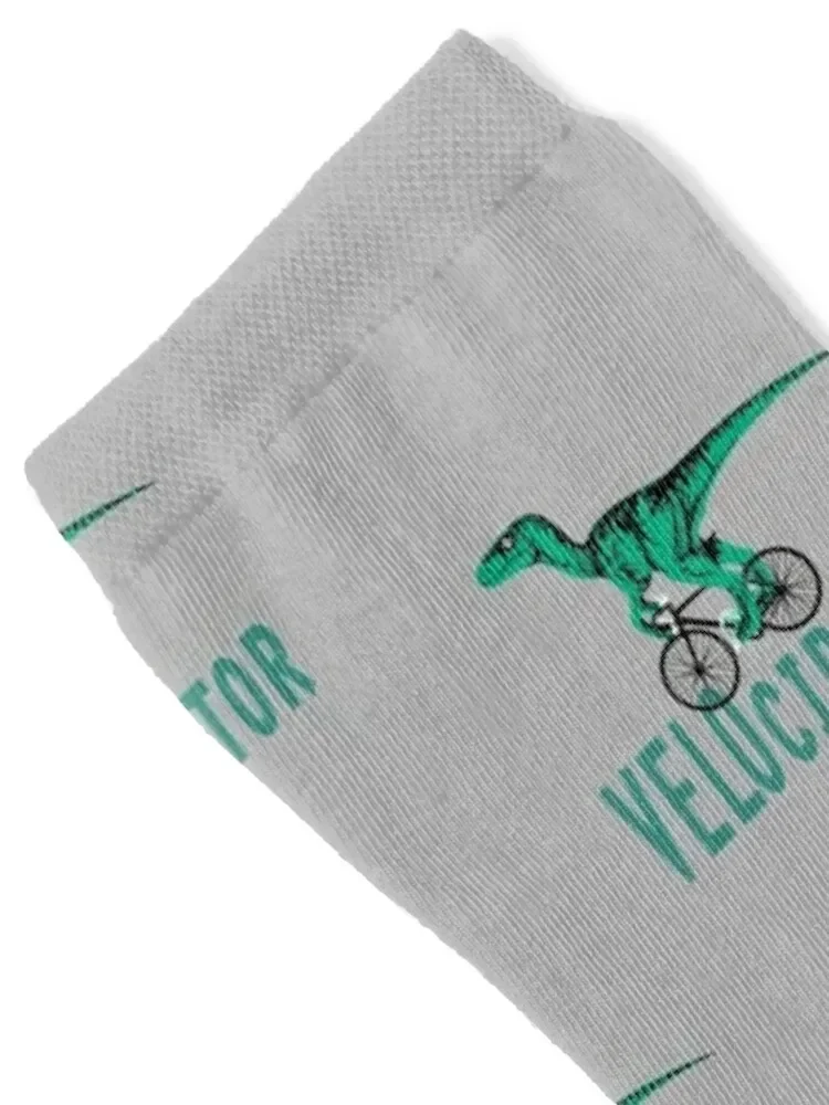 Velociraptor - The Cycling Dinosaur. Socks designer fashionable aesthetic Male Socks Women's