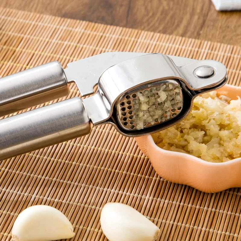 1pcs Manual Garlic Press Stainless Steel Garlic Paste Machine Labor Saving Cooking Cuisine Garlic Squeezing Peeling Kitchen Tool