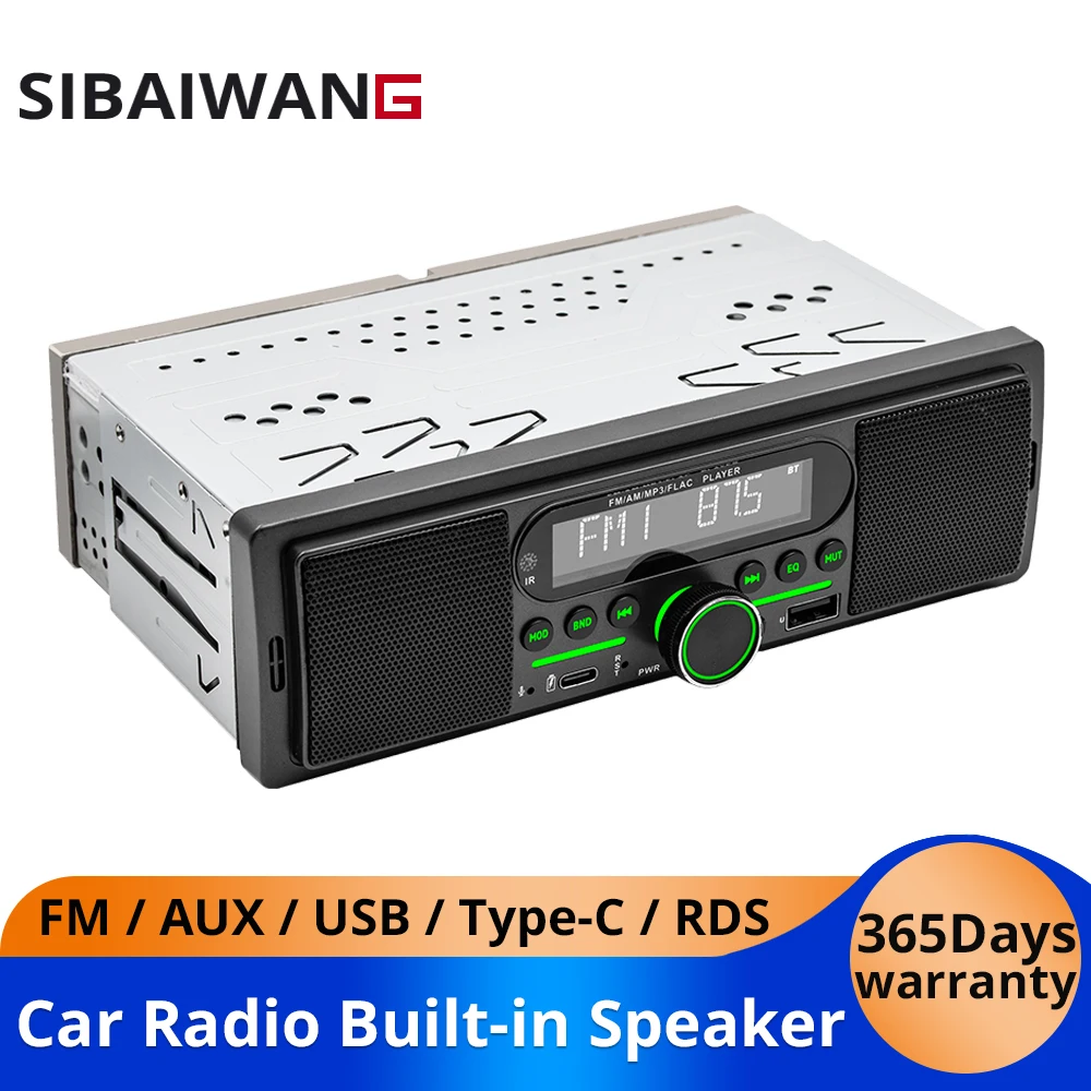

Car Radio 1Din Dual Bluetooth Car stereo Built-in speaker Type-C Fast charging AUX USB FM AM RDS Mobile App Locationing 60W*4