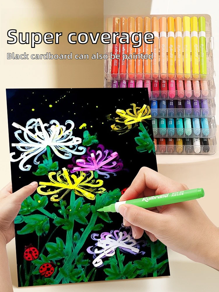 24/36/48/60 ألوان أقلام طلاء أكريليك رسم اللوحة اللعب فرشاة القلم لا تنزف قابل للغسل الفن اللوازم المدرسية للأطفال الطلاب #3