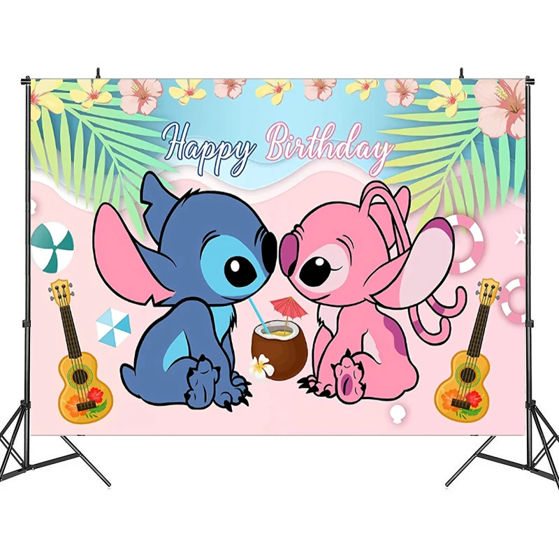 Disney Lilo Stitch backdrop Party Decorations  Theme Birthday Party Supplies Stitch Background Disposable Cover Baby Shower Gift