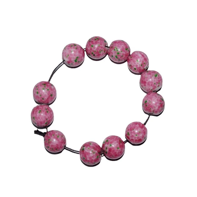 Round String Pink Bead Necklace Bracelet Cherry Blossom Powder Beads