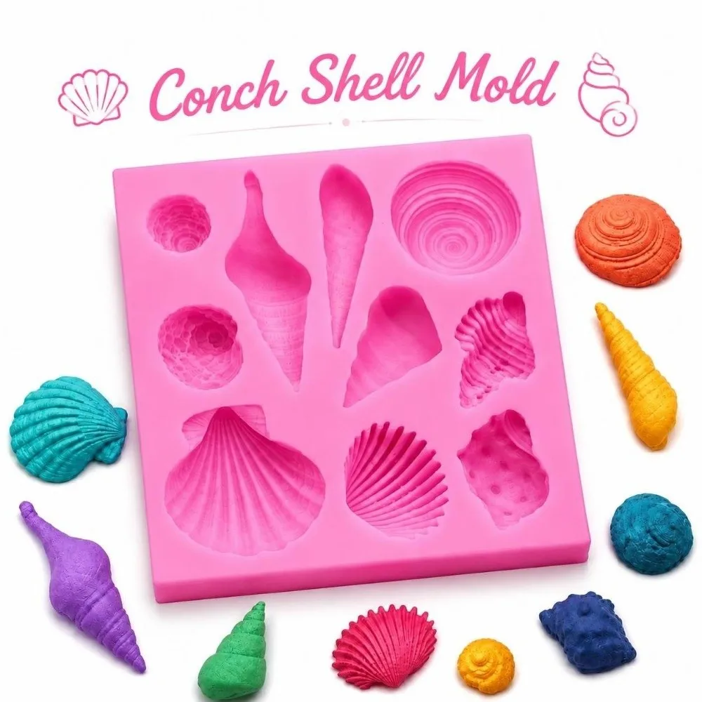 Liquid Silicone Conch Shell Fondant Mold Easy Cleaning Dishwasher Friendly Seashell Mold Nonstick Chocolate Making Mold