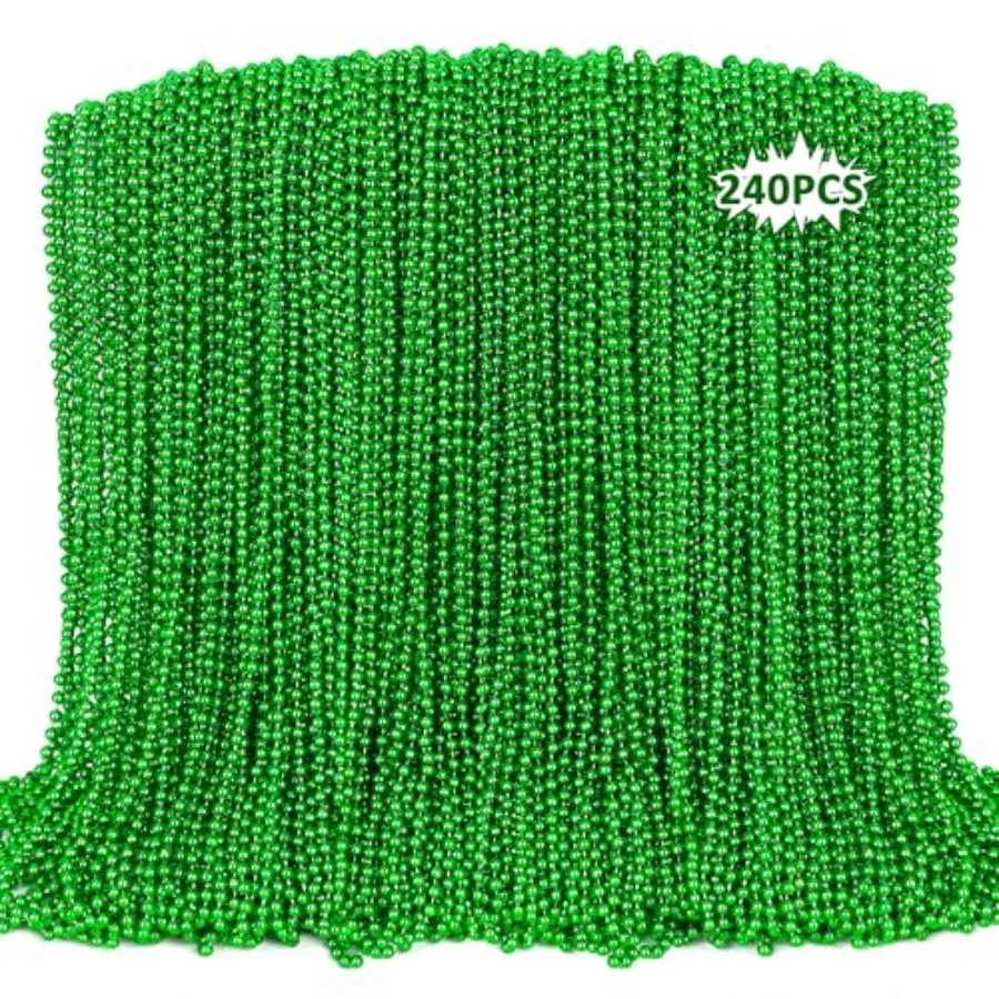 

Ожерелья ко Дню Святого Патрика, 240 шт., с зелеными бусинами, украшения, 33 штуки, для Дня Святого Патрика, Марди Гра, Рождества, сувениры для вечеринок, зеленые украшения для Марди Гра