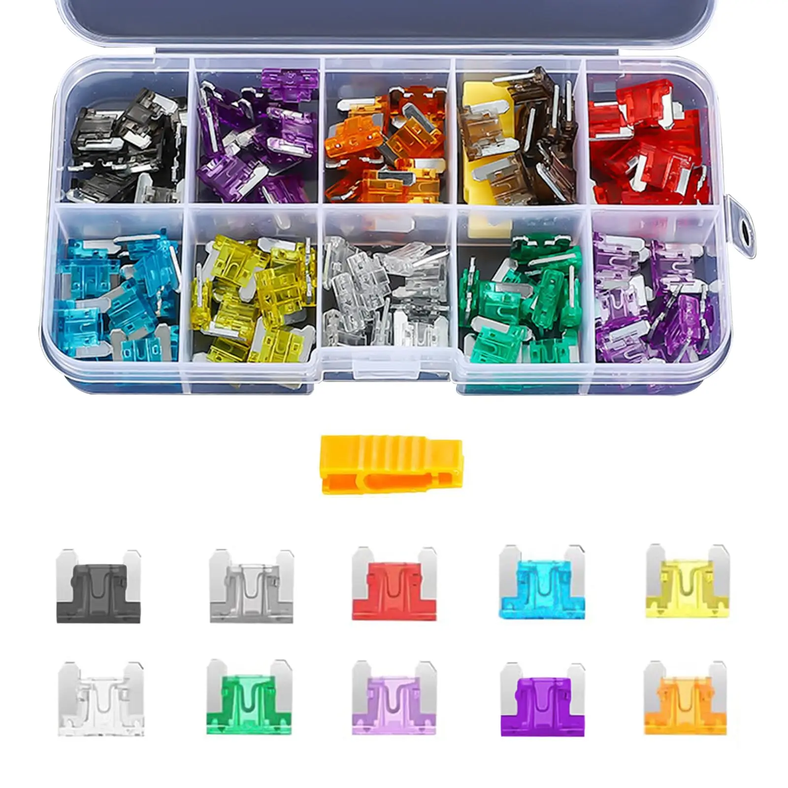 100 Mini Car Fuses Automotive Blade Type Micro Fuse Assortment In Box 2A/3A/5/A/7.5A/10A/15A/20A/25A/30A/35A