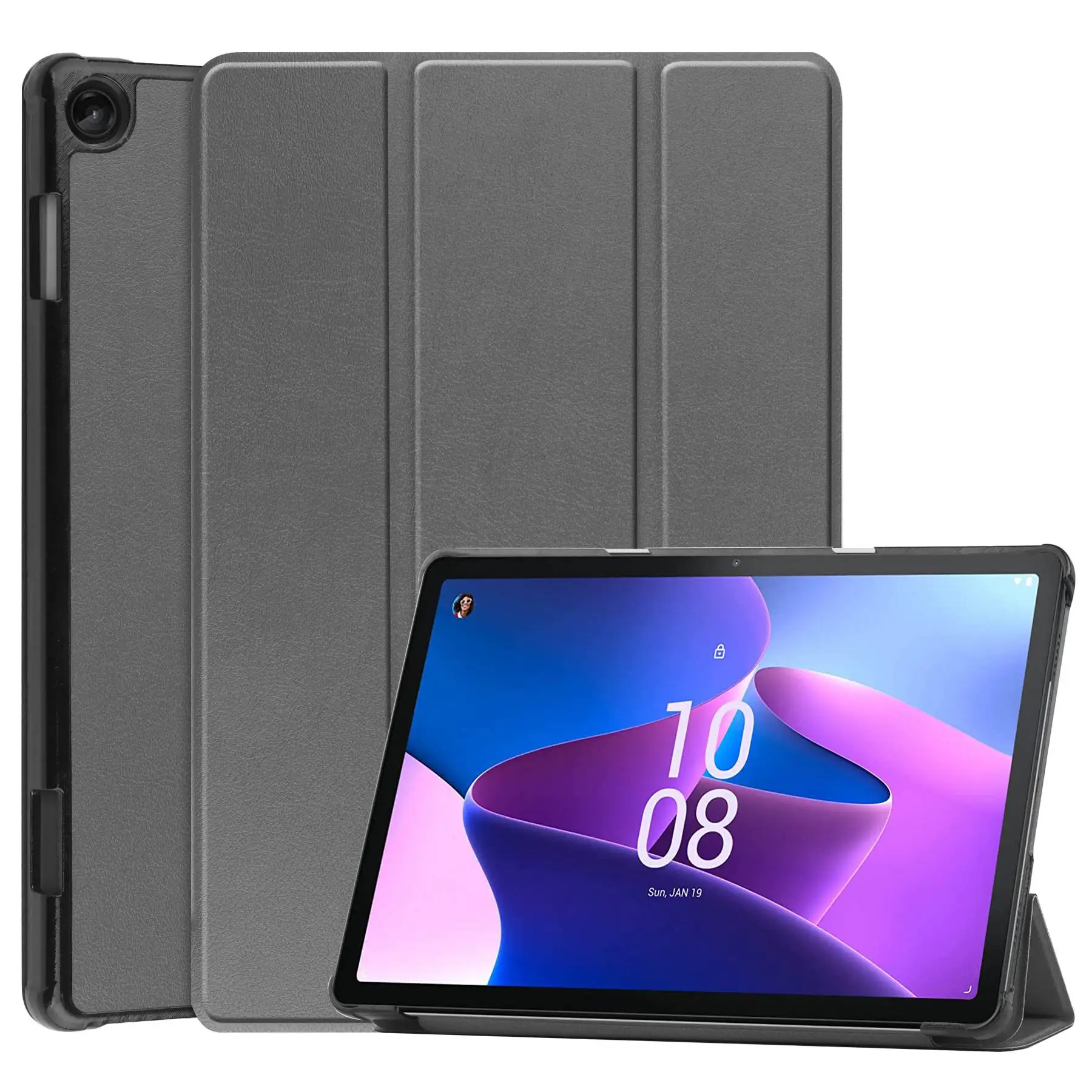 

For Lenovo Tab M10 (Gen 3) TB-328FU / TB-328XU PU Leather Trifold Stand Cover Protective Smart Case with Auto Sleep / Wake