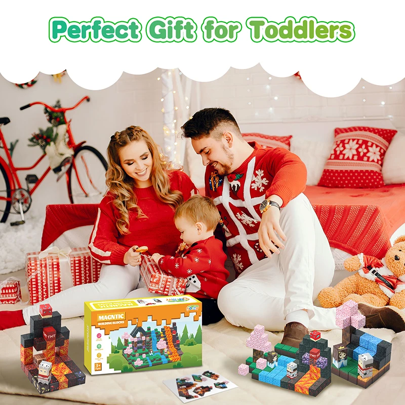 Magnetyczne klocki konstrukcyjne Świat Kopalni Zestaw Magnetycznych Kostek STEM Zabawka Edukacyjna dla Dzieci Chłopiec Dziewczynka Wiek 3+ Model DIY Prezent Świąteczny dla Dzieci