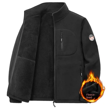 Winter Männer Mantel 5XL Herren Polar Fleece Jacke Hochwertige Männliche Einfarbig Stehkragen Plüsch Verdicken Warme Jacken Männer kleidung