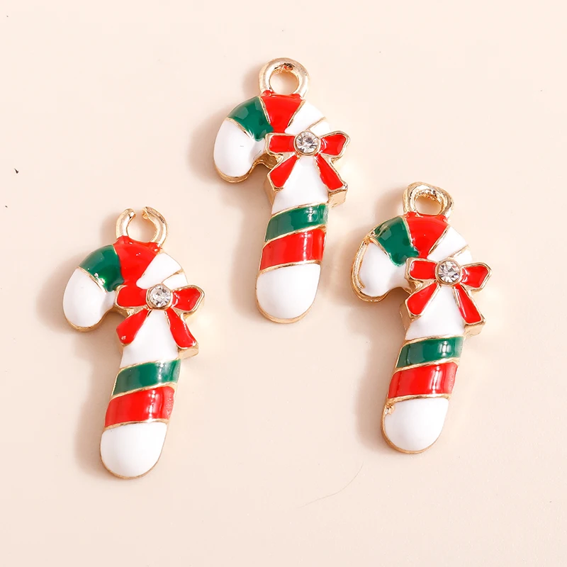 10 Stück Mix Emaille Weihnachtsanhänger für Schmuckherstellung Weihnachtsmann Baum Hirsch Hut Charms Anhänger für DIY Halsketten Ohrringe Geschenke – Detail 27