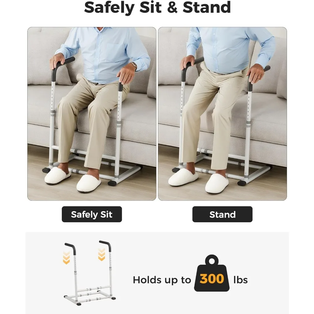 حامل مساعدة لكبار السن للأريكة والكرسي، ارتفاع وعرض قابل للتعديل، قبضة غير قابلة للانزلاق، يدعم ما يصل إلى 300 رطل، أبيض