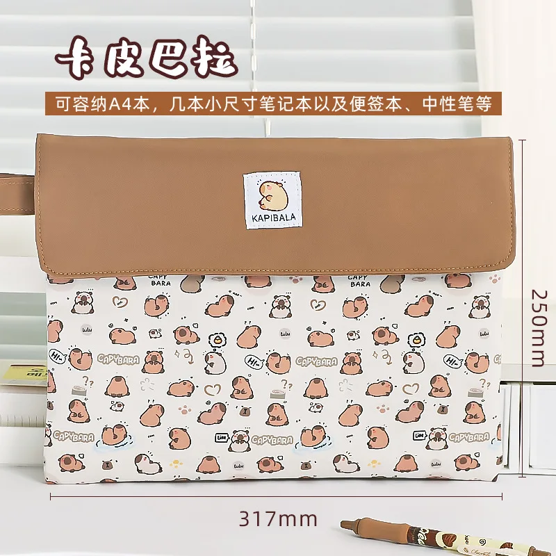 Kapibala File Bag Student Stationery Bags Cartoon Appearance Large Capacity Zipper Storage Bag Kapibala File Bag School Supplies